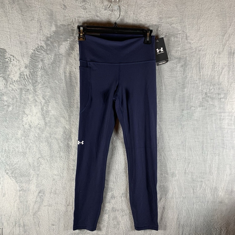 Under Armour Women's Leggings S Heatgear Compression High Rise Ankle Navy Blue